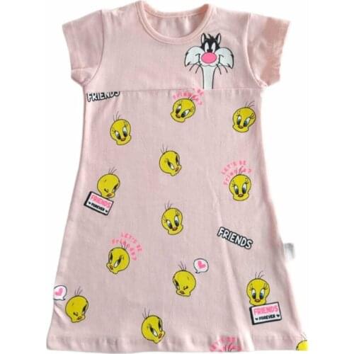 Female Child Pink Jojovu Chick Printed Dress