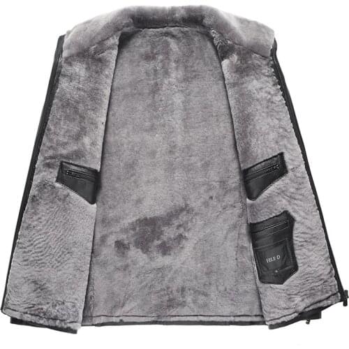 Winter Genuine Leather Jacket Sheepskin Short Real Fur Wool Men Shearling Coat Chaqueta Cuero ED03F017M01KJ1298