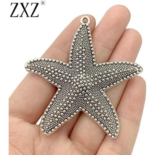 ZXZ 5pcs Tibetan Silver Large Starfish Charms Pendants for Necklace Jewelry Making Accessories