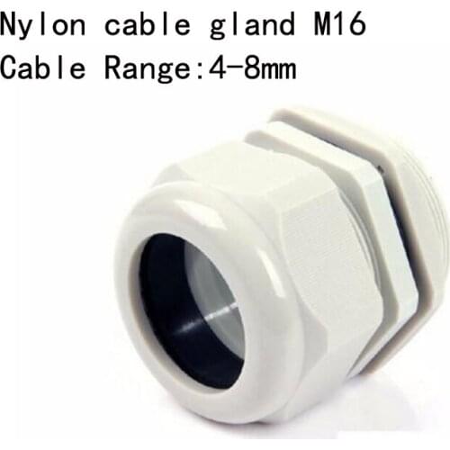100PCS M16x1.5 IP68 Waterproof Nylon Cable Gland for 4-8mm Cable