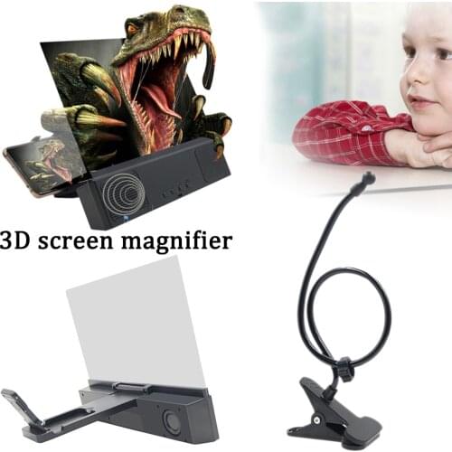 3D HD Mobile Phone Screen Enlarge Magnifier Movies Amplifier Bracket Holder Photo Frame For Smartphone With Bluetooth Speaker