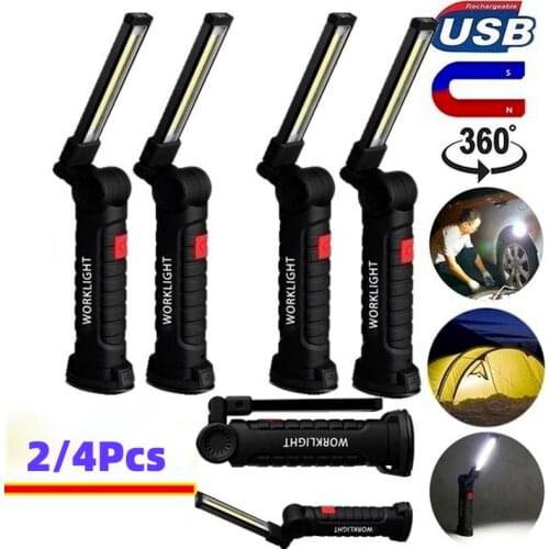 5 Modes USB Rechargeable Bright LED Flashlight COB Work Lights for Car Repair,Household and Emergency Use