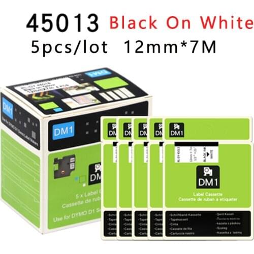 5pcs/lot 12mm*7M Label Tape Ribbon For Dymo 45013 45018 45019 45016 45017 45010 Portable Label Printer