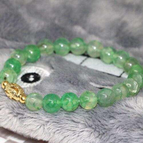 8mm natural apple green stone carnelian agat onyx popcorn round beads bracelets for women hot sale jewelry making 7.5inch B2029