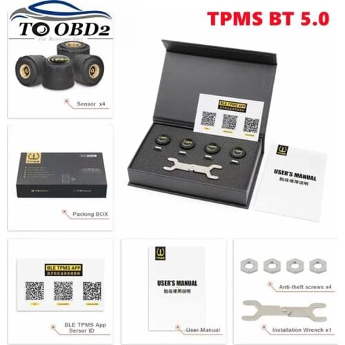 Wireless Connection TPMS Bluetooth Built-In Sensor Multi-Function Real-Time Tire Pressure Monitor System Works Android/iOS