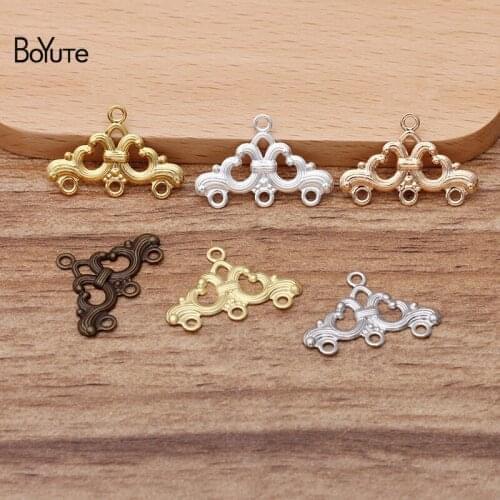 BoYuTe (100 Pieces/Lot) 17*25MM Metal Filigree Flower Connector Charms Diy Hand Made Accessories for Earrings Jewelry Making