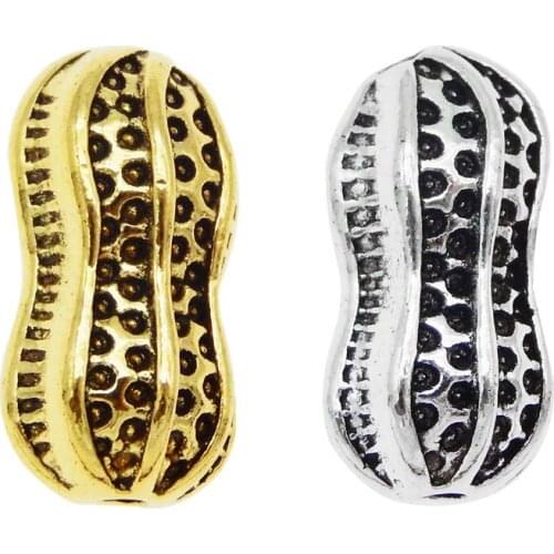 4pcs Metal Alloy Antiqued Silver Color Peanut Beads Jewelry Spacer Bead For Bracelets Making Accessory 16*8mm