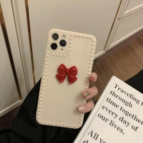 Retro Sweet girls Bow Tie kawaii Japanese Phone Case For iPhone 11 12 Pro Max Xs Max XR Xs 7 8 Plus X 7Plus case Cute Soft Cover