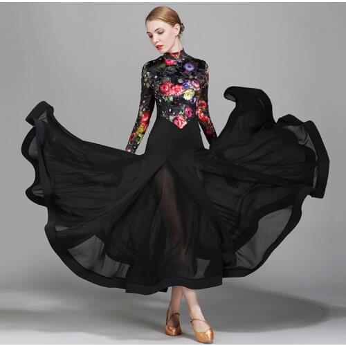 Floral Modern Dance Dress Women Designer Clothes Flamenco Dance Outfit Evening Dresses Ballroom Dancewear Stage Costume JL2707