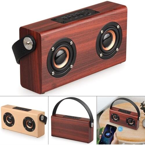 6W Wood Portable Retro Home Speaker TF Card AUX 3.5mm Jack Playback Audio Music Player Loudspeaker for Home Bluetooth-compatible