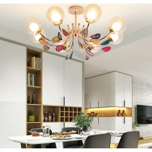 G9 Agate Chandeliers Glass Ball Lampshade Hanging Lamps Lustre Lighting Living Room Pendant Chandelier Lights
