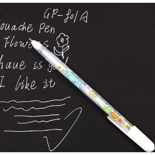 4Pcs/lot 0.8mm White Ink Color Photo Album Gel Pen For Kids Writing Stationery Gift Office Supplies