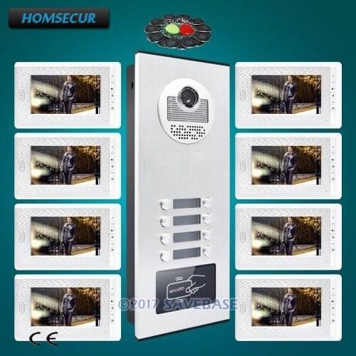HOMSECUR 7" Wired Video Door Entry Call Intercom With Mute Monitor For 8 Apartment