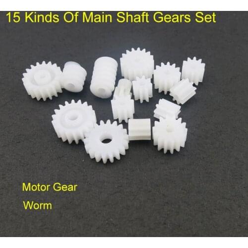 15 Kinds Plastic Gear Worm Set Four-wheel Drive Motor 1.5mm/2mm/3mm Main Shaft 7/8/9/10/12/14/16/18 Teeth Gear Parts