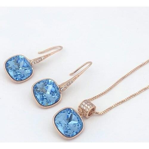 11.11 Square Jewelry Set with Austria Crystal for Ladies Party Jewellery Accessories New Dangle Earings and Pendant Xuping Set