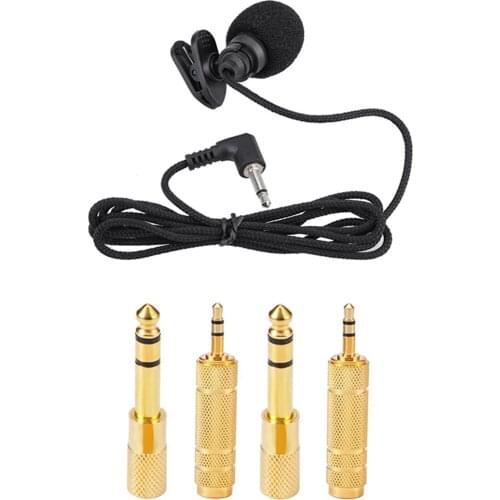 Clip-On Lapel Hands-Free 3.5Mm Jack Condenser Microphone With 6.35 Mm (1/ 4 Inch) Male To 3.5 Mm Female Stereo Adapter