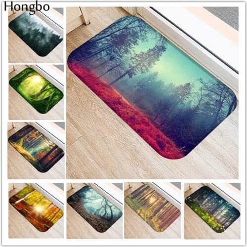 Hongbo Modern Style Forest Scenery Print Carpets Anti-slip Floor Mat Outdoor Rugs Fashion Front Door Mats