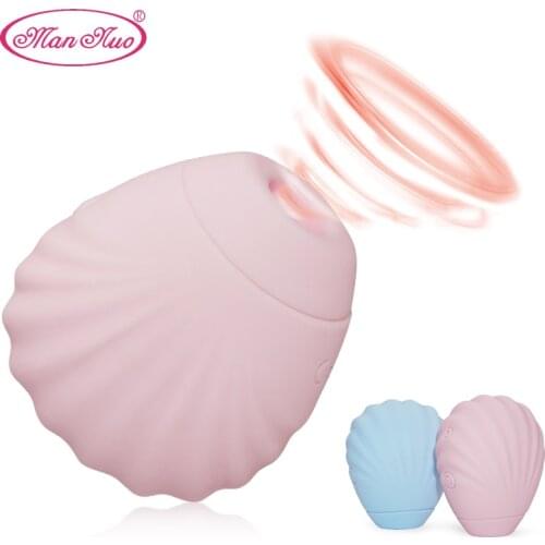 Clitoral Sucking Vibrator Mini 7 Modes Vibration Oral Licking Nipple Shell Massager Rechargeable Erotic Sex Toys for Women