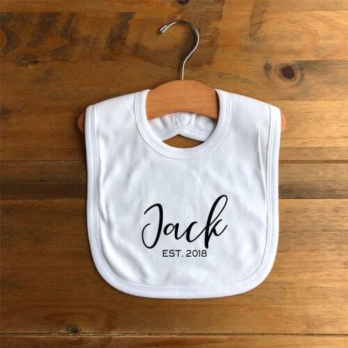 Custom Text Baby Bibs Unique Baby Shower 5 Colors Cotton Personalized Name Babe Feeding Accessory Bib Gifts Infant Burp Cloths