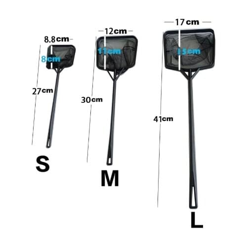 New 3-size black portable long handle square aquarium fish tank net fish float cleaning tool