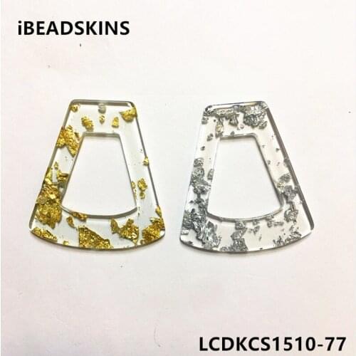 New arrival! 40x35mm 50pcs/lot Acrylic built-in silver foil effect Trapezoid-shape charms for earring/Jewelry DIY making