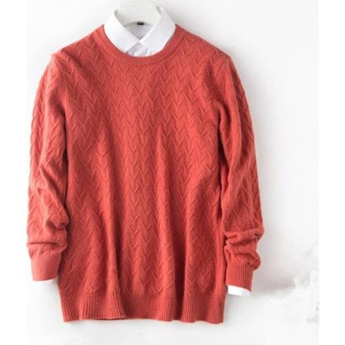 Pure cashmere solid knit men smart casual Oneck slim pullover sweater camel 9color S-3XL