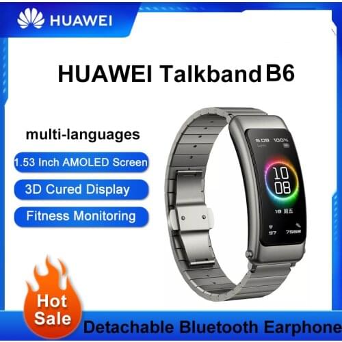 Huawei TalkBand B6 Original Global Version Call Earphone Bluetooth Smart Bracelet Sports Wristbands Touch Led Screen
