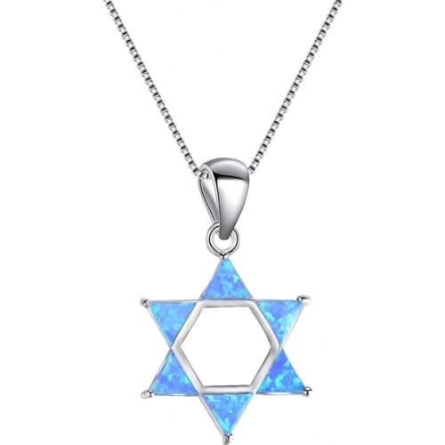 Cute Blue/White Fire Imitation Opal Star Pendant Necklace For Women Accessories Statement Bohemian Necklace Fashion Jewelry Gift