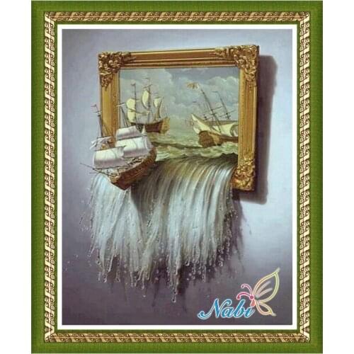 Landscape rubiks cube 5d diy beadwork 3146R - Square diamond mosaic painting Diamond embroidery cross stitch