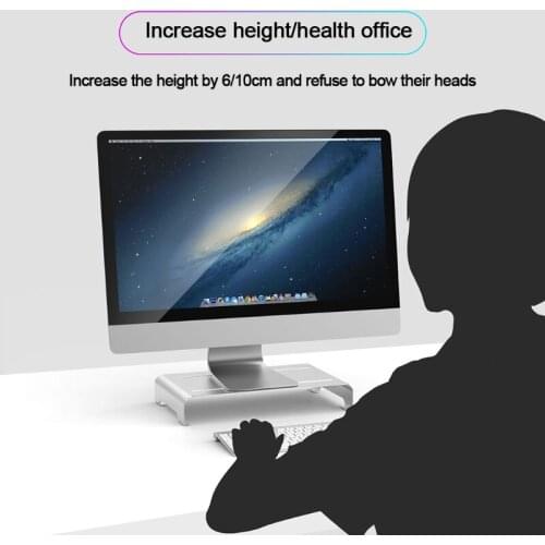 H7JA Aluminum Alloy Computer Stand Monitor Stand Fixed Keyboard Storage Stand Notebook Heightened Base Desktop Office