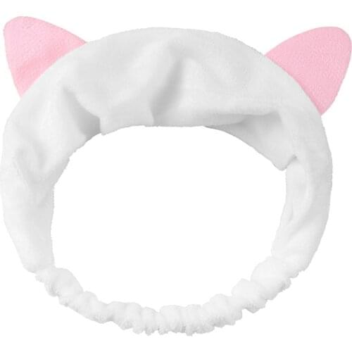 New Cute Elastic Cat Ears Cotton Soft Headbands for Women Girls Face Washing Makeup Tool Headwear Hair Accessories for Women