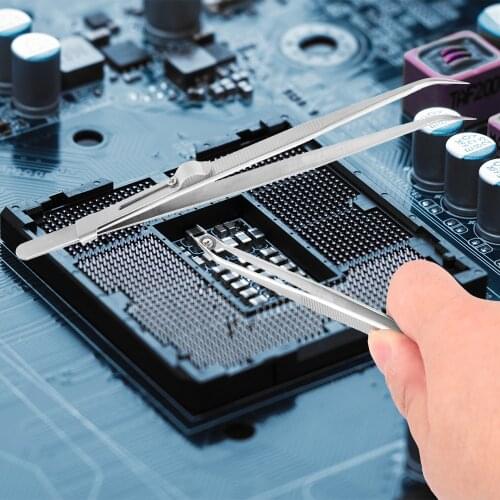 Industrial Tweezers Curved Tip Anti Static Slide Lock Adjustable Tweezers Stainless Steel Presicion for Jewelry Electronic