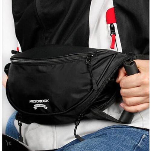 Black Motorcycle Belt Bag Adjustable Anti-fatigue Waist Pack Motorcycle Rear Seat Safety Handle Bag Cycling Messenger Bag