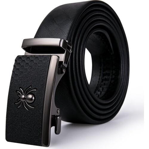 Business Mens Belt Spider Automatic Buckle Black Belt Luxury Brand Male Genuine Leather Strap Waistband Cummerbunds DiBanGu
