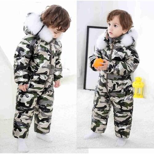 Russia Baby Winter Jumpsuit Clothing Warm Outerwear & Coats Snow Wear Duck Down Jacket Snowsuits for Kids Boys Girls Clothes