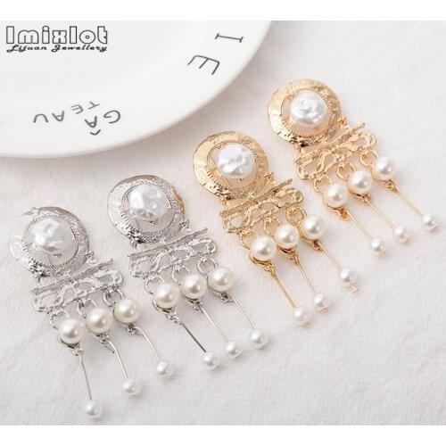 Trendy Elegant Simulated Pearls Long Dangle Earrings For Women Jewelry Geometric Statement Drop Earrings Brincos Party Gift