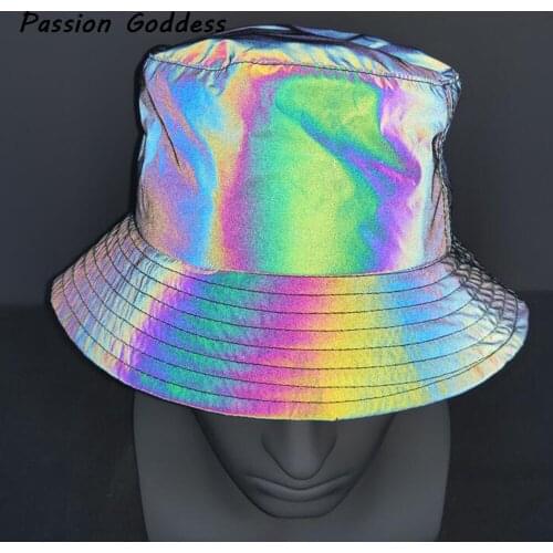 Street Women Men Luminous Cool Hats Dance Hiphop Reflective Caps Bucket Hats Unisex Casual Outdoor Fishing Hat Bling Caps