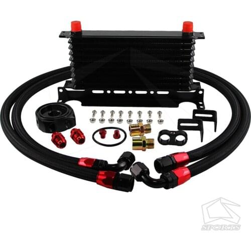 UNIVERSAL 10 ROW AN-10AN UNIVERSAL ENGINE TRANSMISSION OIL COOLER KIT 10 ROWS TRUST TYPE + FILTER ADAPTER KIT