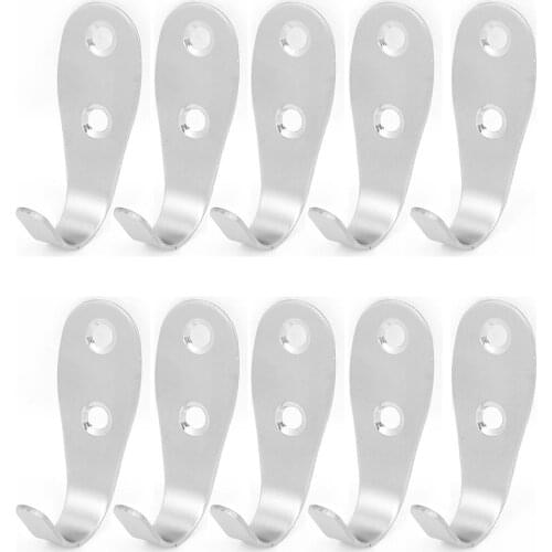 Clothes Handbag Wall Mount J Shaped Stainless Steel Hook Hanger 10pcs LXM