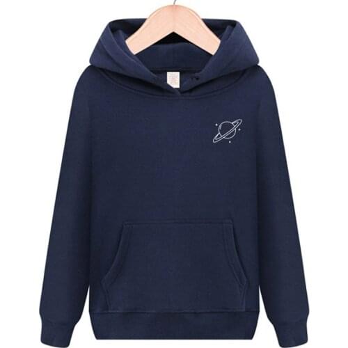 Planet pocket Print Women Loose Hooded Hoodies Long Sleeved Pullover Casual Tops Pullovers Female Hoodie Drawstring Camisola