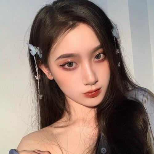 New Korean Yarn Butterfly Hairpins Elegant Metal Tassel Long Hair Clips For Women Fashion Party Hair Accessories