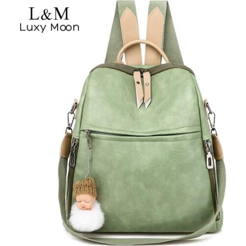 Women Backpack Multifunctional Rucksack For Female Vintage PU Leather Backpacks Girls Fashion Bagpack mochila with Strap X595H