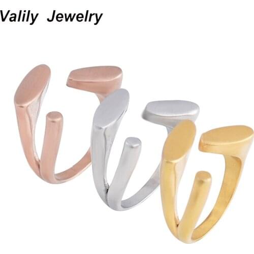 EdgLifU Women Simple Ring Rose Gold Matte oval Geometric Opening Ring Stainless Steel Arborescence bar Round bague femme