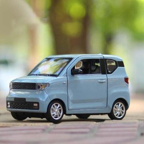 1/24 Alloy Die Cast Miniature WULING MINI EV Model Metal Toy Car Pull Back Sound Light DIY Collection Toys Vehicle For Kids