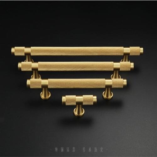 1 PC Gold Knurled/TexturedSimple Kitchen Cabinet Knobs And Handles Drawer Pulls Bedroom Brass T Bar Hardware