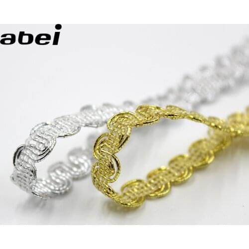 10Yards 8MM Sewing Lace Gold Silver Centipede Braided Lace Trim Ribbon Home Party Decoration DIY Clothes Curve Lace Accessories