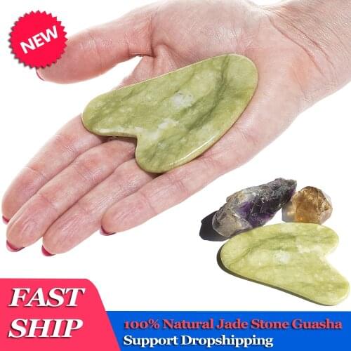 100% Natural Jade Stone Guasha Scraping Massage Face GuaSha Board Scraper for Women Skin Care Anti-Aging Silky Smooth Skin