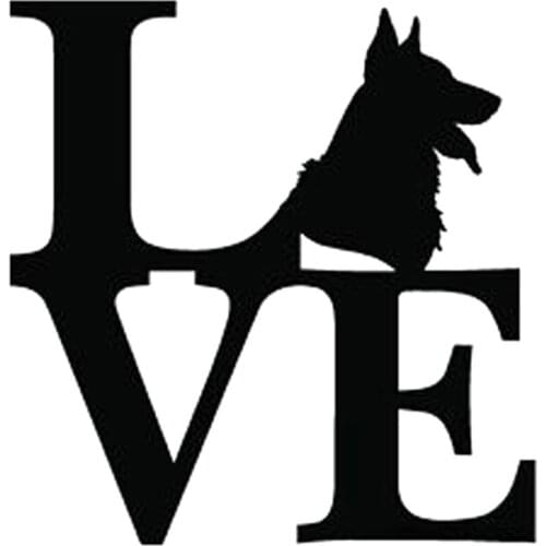 15.5CM*16CM Black/Sliver Love Paw Shepard Pet Dog Cute Car Decal Sticker Vinyl Car Sticker C8-0131