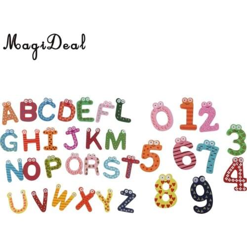 2 set Wooden Magnetic Number & Magnetic Letters A-Z Alphabet Learning Wooden Fridge Magnets Kid Educational Math Counting Toys
