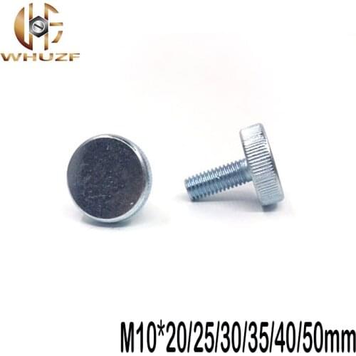 5pcs DIN653 GB835 M10*20/25/30/35/40/50mm Knurling Flat Head Knurled Thumb Screw Hand Tighten Computer Screws
